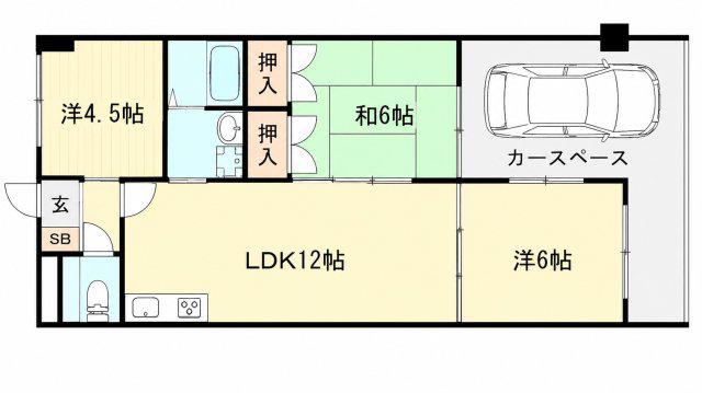 パールシャトー藤江駅前(3LDK/1階)の間取り写真