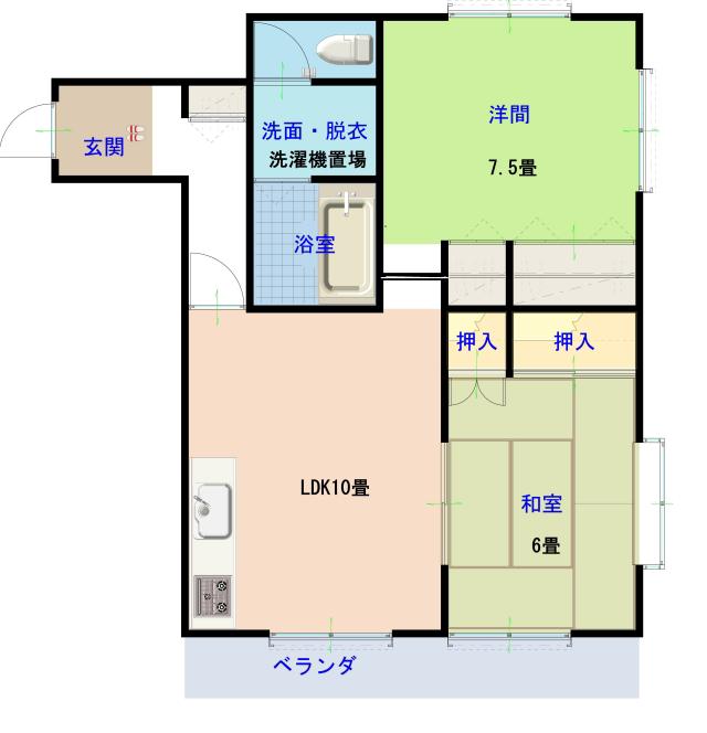 ミモザ ガーデン(2LDK/2階)の間取り写真