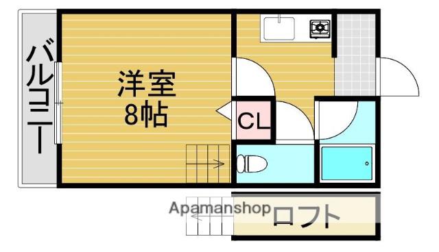 エリーレンス城南(1K/2階)の間取り写真