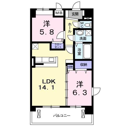 STILL・MORE(2LDK/2階)の間取り写真