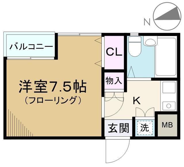 パームス(1K/3階)の間取り写真