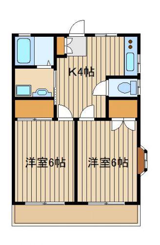 ソレアードワン(2K/1階)の間取り写真