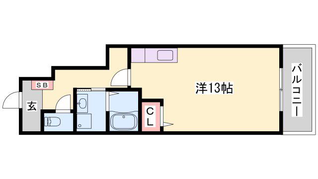 コゥジィーコート(ワンルーム/1階)の間取り写真