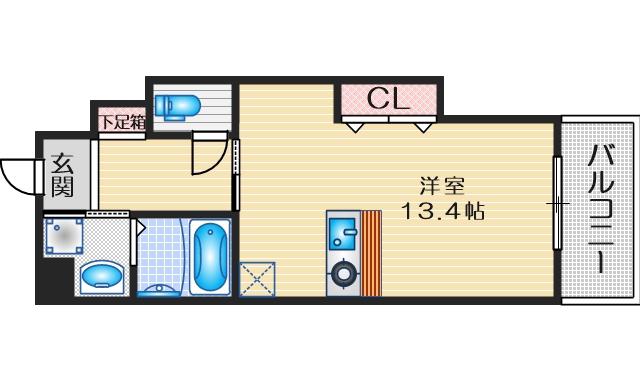 パストラーレ江坂(ワンルーム/10階)の間取り写真