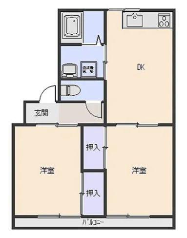コンフルーレみやこ(2DK/3階)の間取り写真