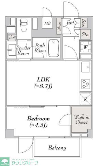 ミリアレジデンス白金台(1LDK/3階)の間取り写真
