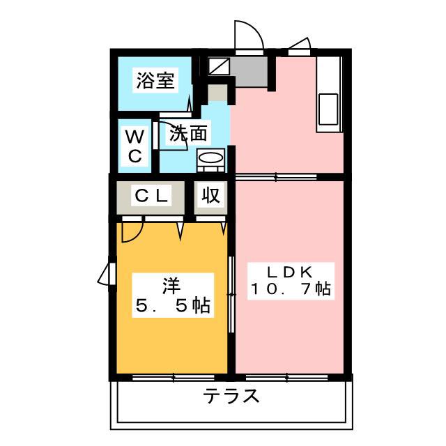 クローバーB(2K/1階)の間取り写真