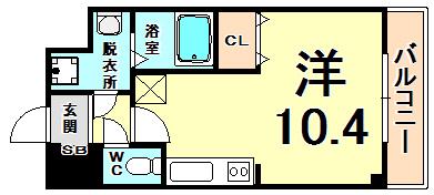 OS RESIDENCE 尼崎(ワンルーム/5階)の間取り写真