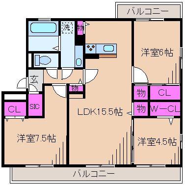 TORTUGA C(3LDK/3階)の間取り写真