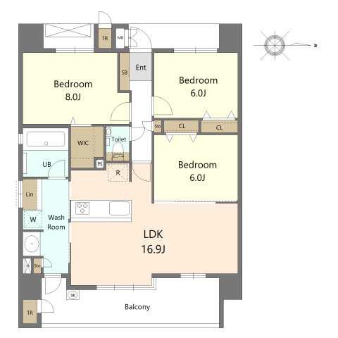 S-RESIDENCE愛宕サウス(3LDK/8階)の間取り写真