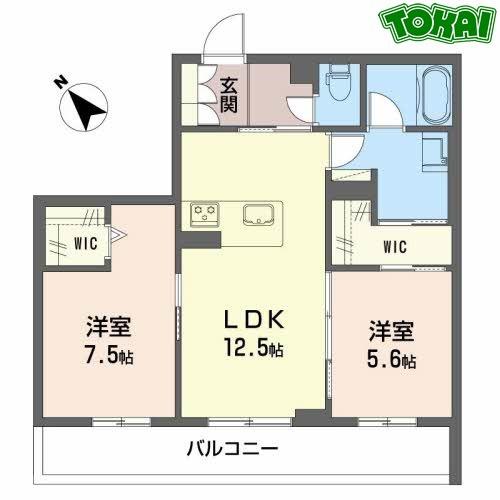 SHAMAISON MATSUSAKACASTLE(2LDK/2階)の間取り写真