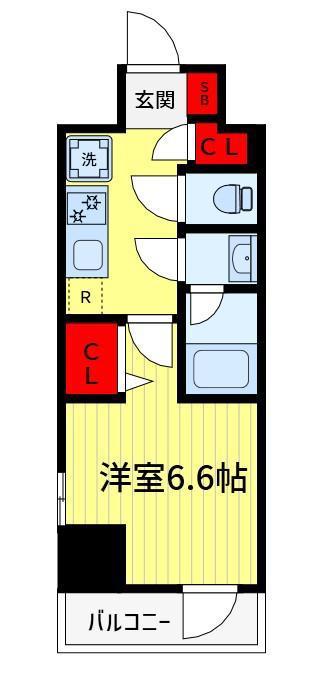 プレディアコート北千住(1K/6階)の間取り写真