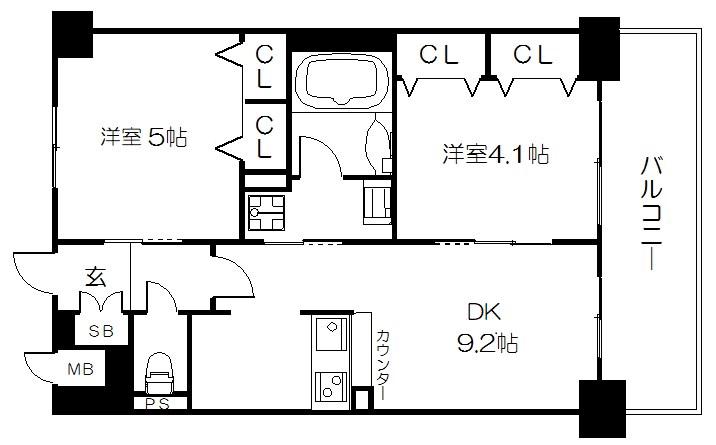 近鉄京都線 東寺駅 徒歩4分 7階建 築14年(2LDK/7階)の間取り写真