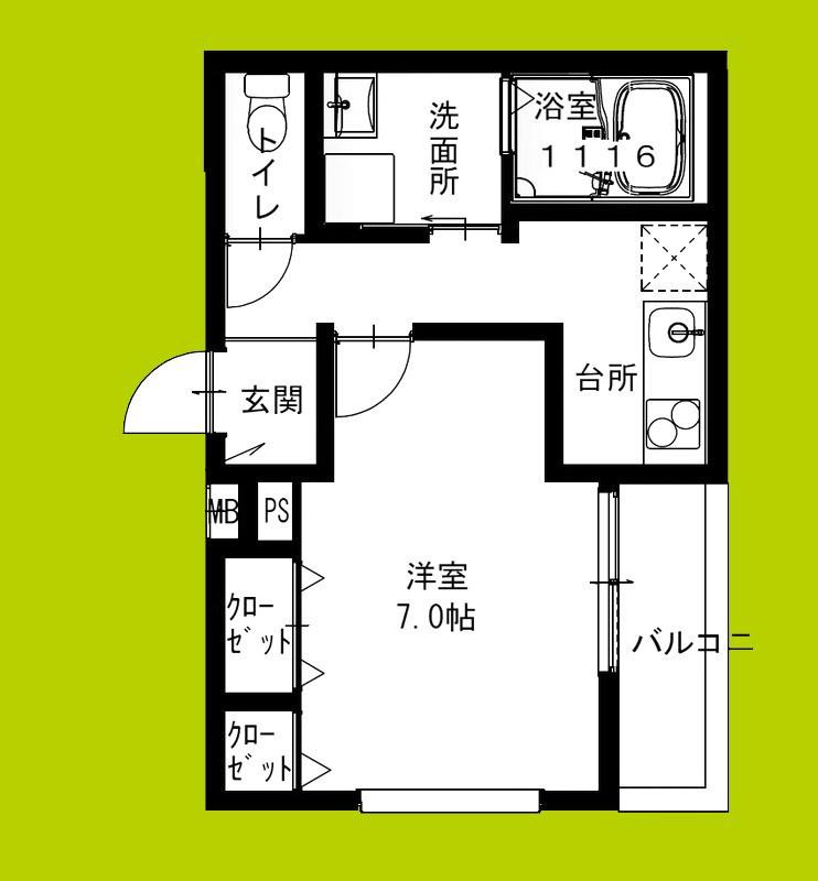 フジパレス泉佐野駅西I番館(1K/2階)の間取り写真