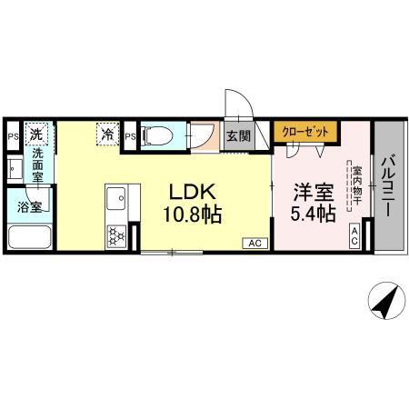 セレスティア下丸子(1LDK/2階)の間取り写真