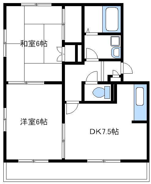 ヴェルメゾン湘南(2DK/2階)の間取り写真