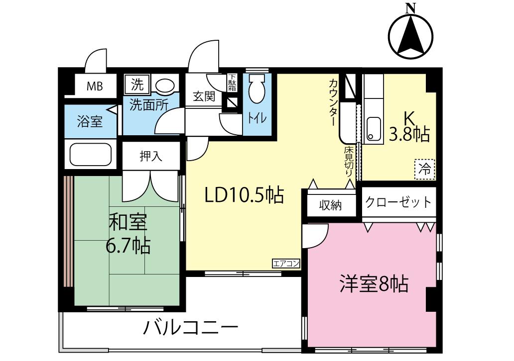 ソレイユI(2LDK/3階)の間取り写真