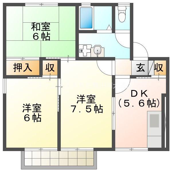 セジュール今斉B棟(3DK/2階)の間取り写真
