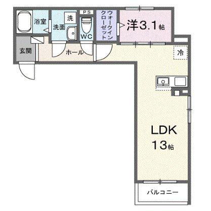 ヒカルサ志木(1LDK/3階)の間取り写真