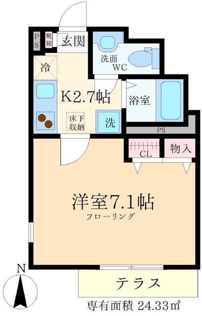 クレールシャンブル(1K/1階)の間取り写真