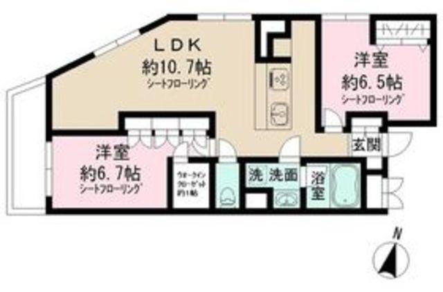ADMIRAL HIMONYA(2LDK/2階)の間取り写真