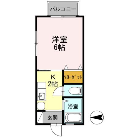 グレース華II(1K/1階)の間取り写真