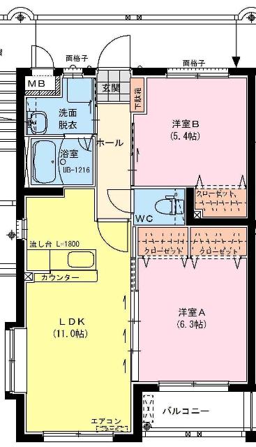 ラヴィドール(2LDK/3階)の間取り写真