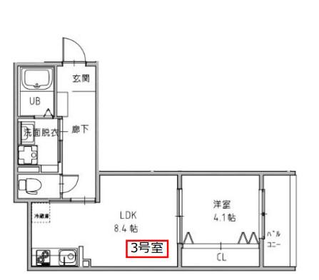 オガールコートフセ(1LDK/1階)の間取り写真