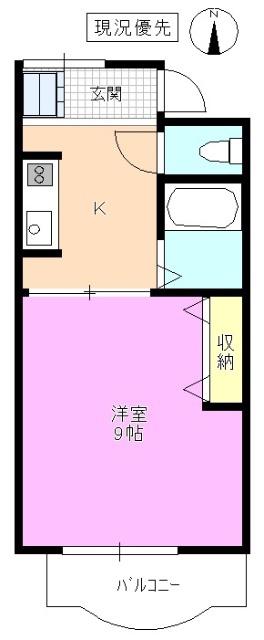 グローリーハイツ A(1K/1階)の間取り写真