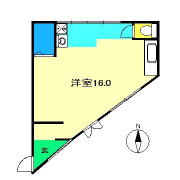 男女ノ湊ハイツ(ワンルーム/2階)の間取り写真