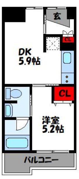 ルーエハイム(1DK/4階)の間取り写真