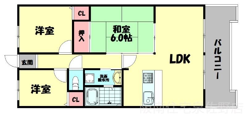 GURIINTOPIA21みさき公園(3LDK/3階)の間取り写真