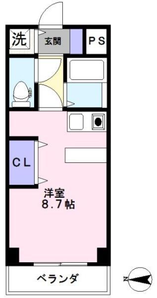 エクレール与野本町2(ワンルーム/2階)の間取り写真