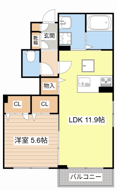 シャーメゾン アロンジェ(1LDK/1階)の間取り写真