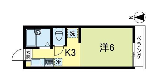 ハイツコウナン(1K/2階)の間取り写真