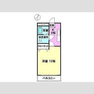 アミスターII(1K/1階)の間取り写真