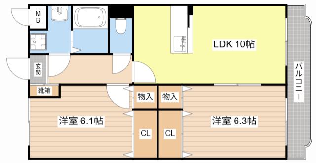 ピュア・クレール(2LDK/3階)の間取り写真