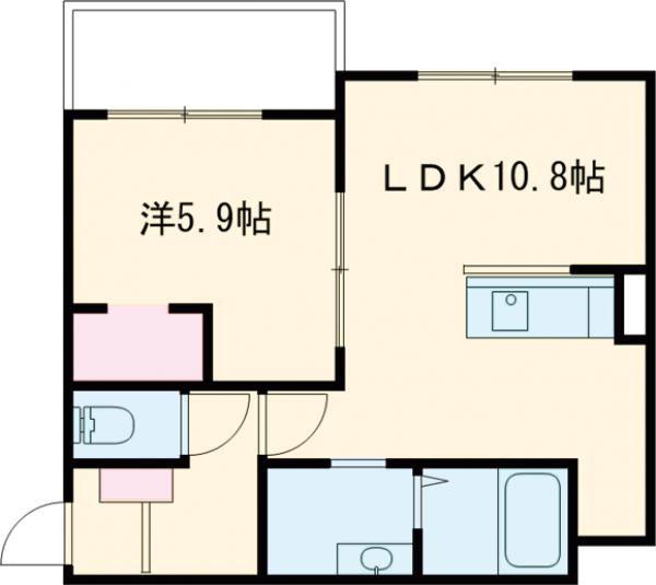 苫小牧市北栄5丁目AP(1LDK/2階)の間取り写真