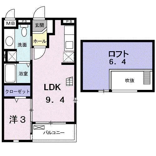 アルドーレ(1LDK/2階)の間取り写真