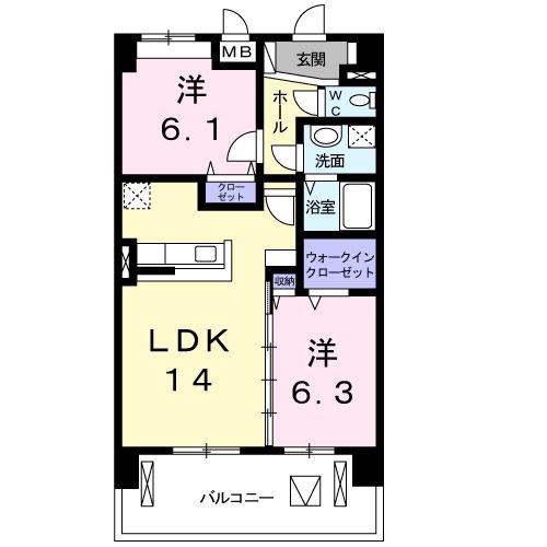 マンションM・K(2LDK/4階)の間取り写真