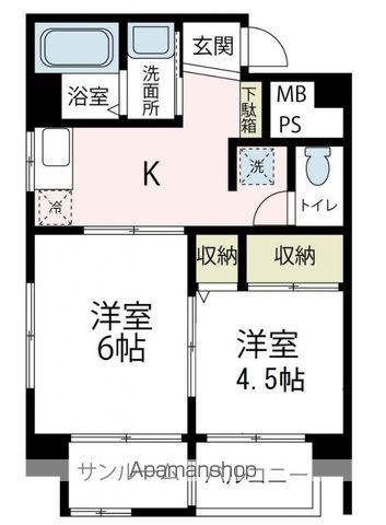 清水ビル(2DK/3階)の間取り写真