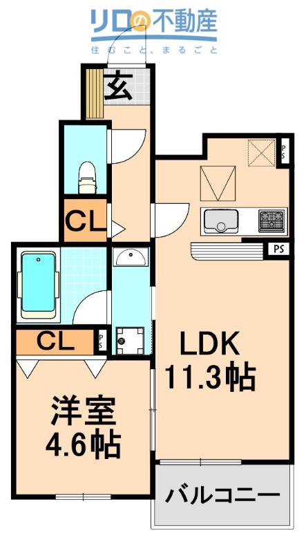 エスメゾン(1LDK/1階)の間取り写真