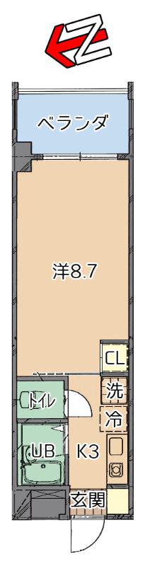 ブランピア津波古(1K/5階)の間取り写真
