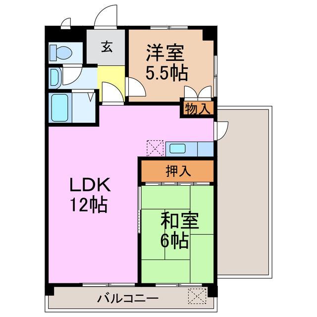 フェステ菊屋第6(2LDK/6階)の間取り写真