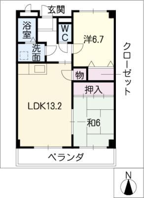 メゾンソレイユ(2LDK/2階)の間取り写真