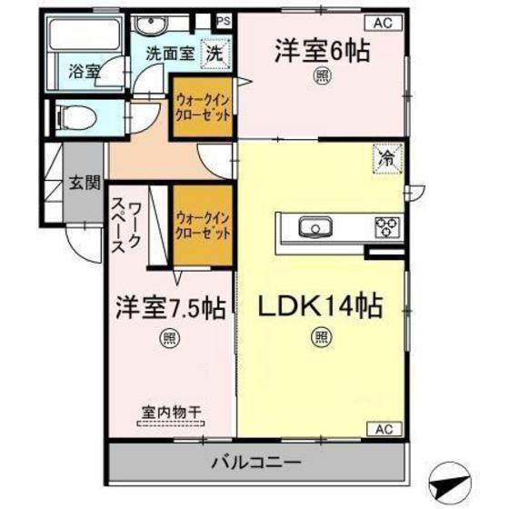 フルール(2LDK/3階)の間取り写真