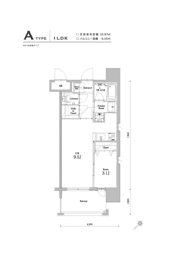 エンクレスト大博通APEX(1LDK/2階)の間取り写真