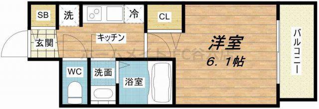 プレサンス扇町駅前(1K/14階)の間取り写真