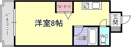 グランフォレスタ美しが丘(ワンルーム/2階)の間取り写真