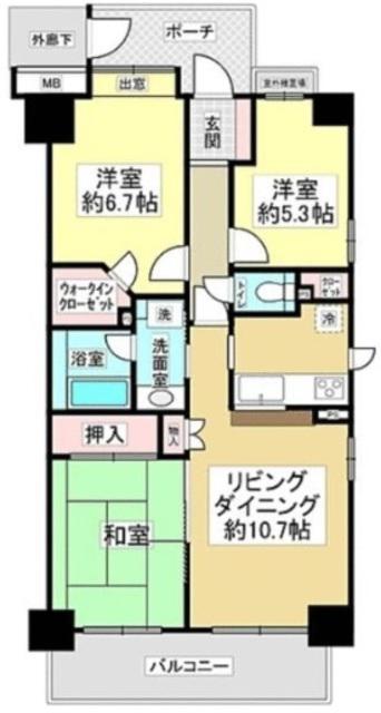 メイツ新小岩(3LDK/12階)の間取り写真